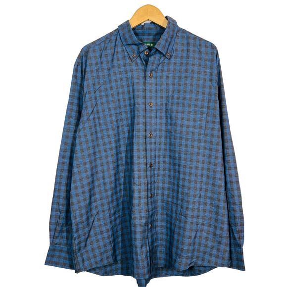 Orvis Long Sleeve Checker Button Up Shirt Casual Blue Black Sport - XL - Picture 1 of 4
